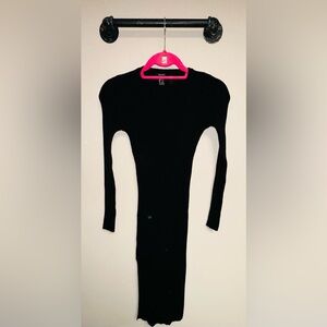 Forever 21 Black Crewneck Fitted Sweater Dress